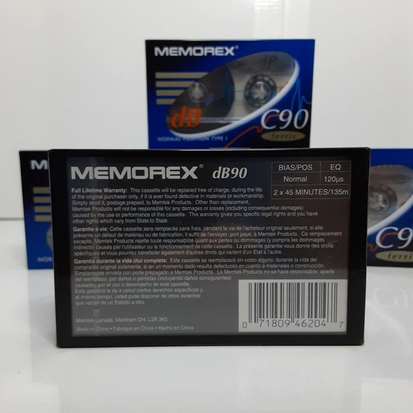 Memorex dB C90 Cassette Tapes (6) Normal Position Type 1 90 Minute Tapes - Picture 3 of 3